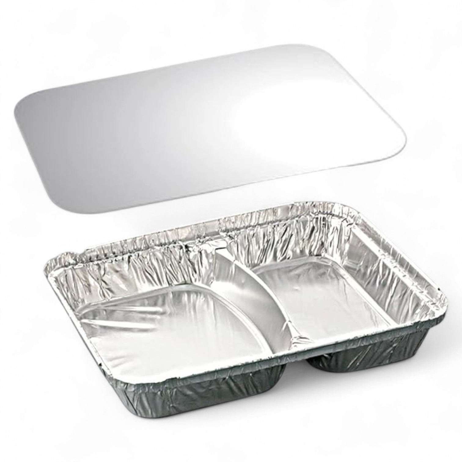 Aluminium Foil Container 2 Compartment+Lid