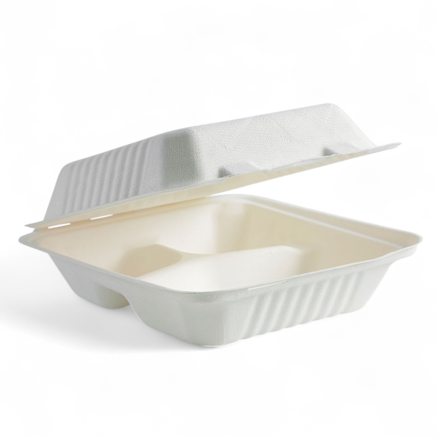 Bagasse 9'' - 3 Compartment Clamshell 009