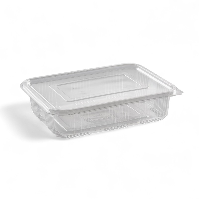 1000cc Clear Shallow Hinged Rectangular Containers