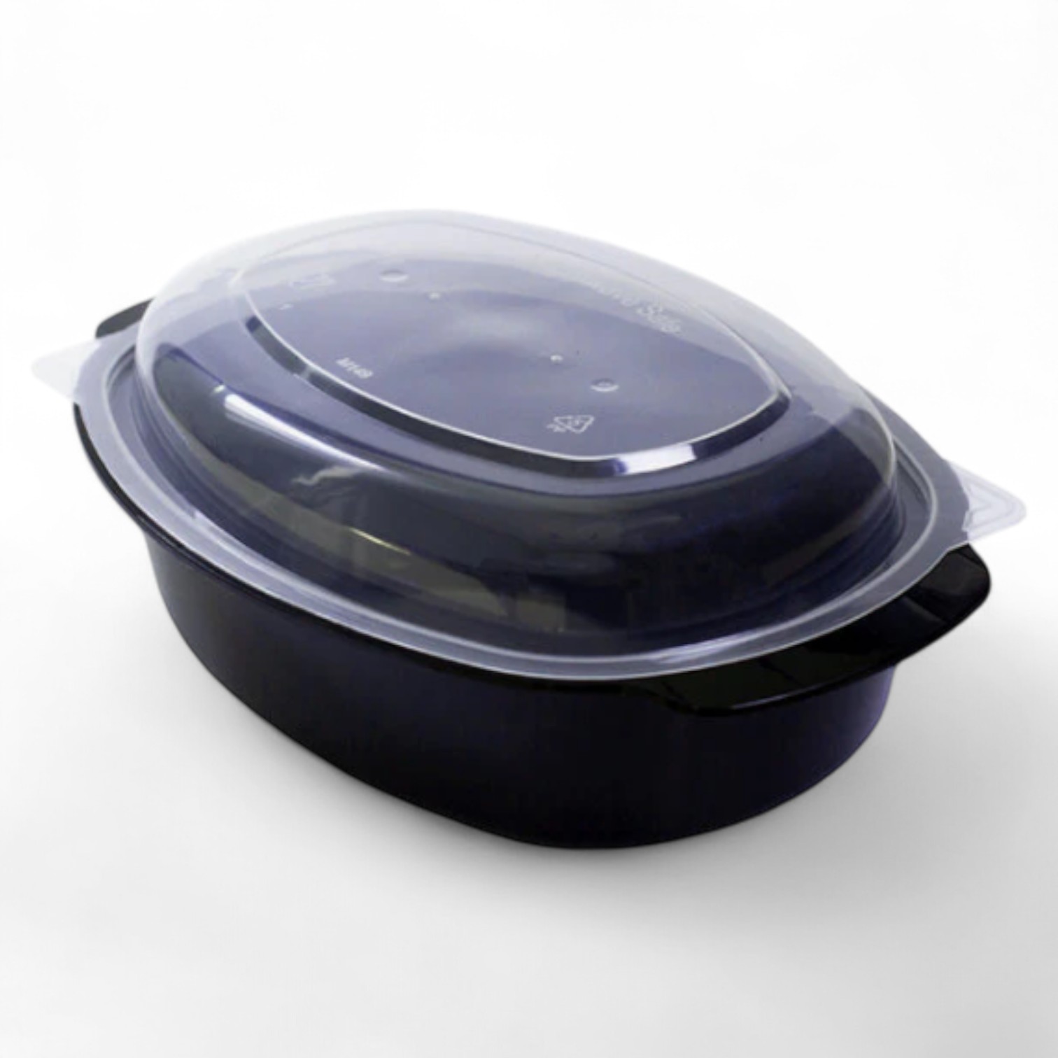 2 Sizes-Oval Microwavable Container Clear+Lids - 600ml-750ml