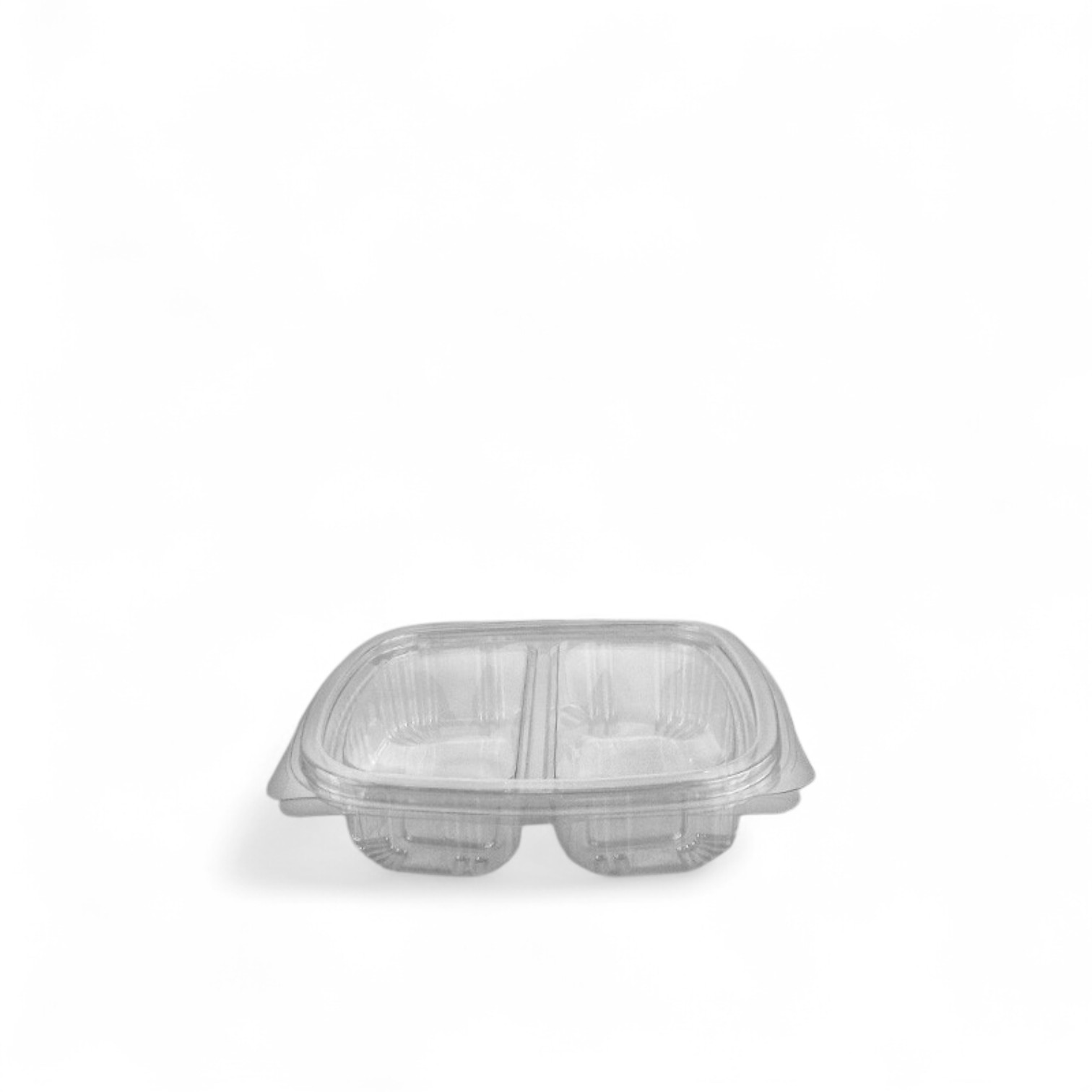 250cc Clear Hinged Rectangular Containers 2 Compartment
